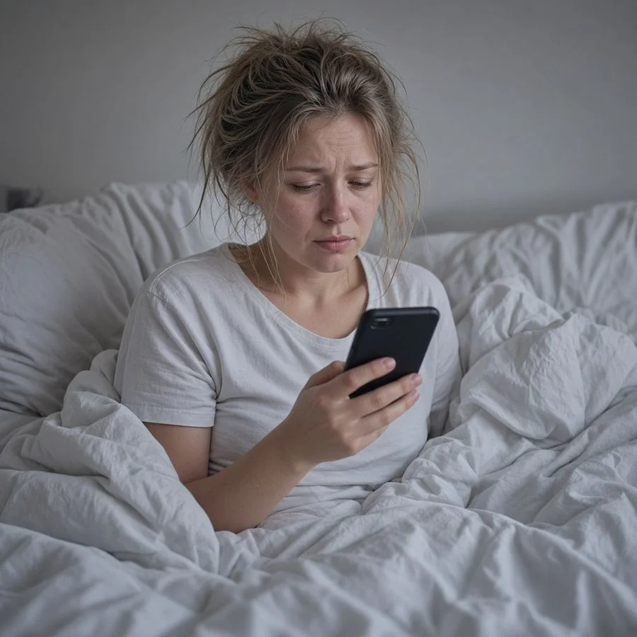 Ráno bez řas: unavený pohled do telefonu